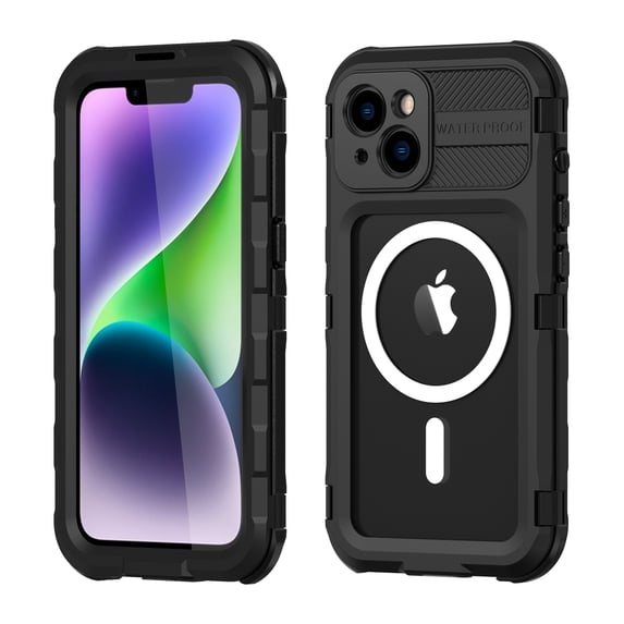 SaniMore for iPhone 14 Plus 6.7" 2022 Case with Built-in Screen Protector, IP68 Waterproof Aluminum Alloy Cover Ultra-clear PC Backplane Heavy Duty Full Protective Cover for iPhone 14 Plus, Black