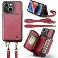 thumbnail image 1 of SaniMore for iPhone 14 Plus 6.7" 2022 Case, [Crossbody/Wrist Strap][Zipper Flip Wallet][Card Slots][Rifid Layer] PU Leather Retro 360° Protective Shockproof Cover  for iPhone 14 Plus 6.7", Red, 1 of 8