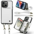 thumbnail image 1 of SaniMore for iPhone 14 Plus 6.7" 2022 Case, [Crossbody/Wrist Strap][Zipper Flip Wallet][Card Slots][Rifid Layer] PU Leather Retro 360° Protective Shockproof Cover  for iPhone 14 Plus 6.7", White, 1 of 7