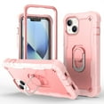 thumbnail image 1 of SaniMore for iPhone 14 Plus 6.7" 2022 Case with Hidden Bracket Rugged Heavy Duty Protective [Hard PC Back + Silicone Bumper] Shokcproof Anti-drop Tri-layer Hybird Shell for iPhone 14 Plus, Rosegold, 1 of 7
