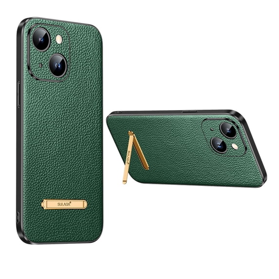 SaniMore for iPhone 14 Plus 6.7" 2022 Case, PU Leather Shell with Ultra-thin Design Hidden Bracket All-inclusive Hybird Shock Resistant Anti-fall Wear-resistant Cover For iPhone 14 Plus, Green