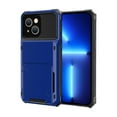 thumbnail image 1 of SaniMore for iPhone 14 Plus 6.7" 2022 Case, Shockproof Drop Resisatnt Flip Card Slots Wallet Bracket Rugged PC Back + Soft TPU Bumper Anti-scratch Heavy Duty Protective Slim Case,  Blue, 1 of 9
