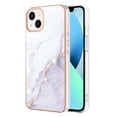 thumbnail image 1 of SaniMore for iPhone 14 Plus 6.7" 2022 Case with Wireless Charging Shockproof TPU Backplane Glitter Marble Pattern Fashion Design Anti-drop Anti-fingerprint Skin-feel Cover For iPhone 14 Plus, White, 1 of 5