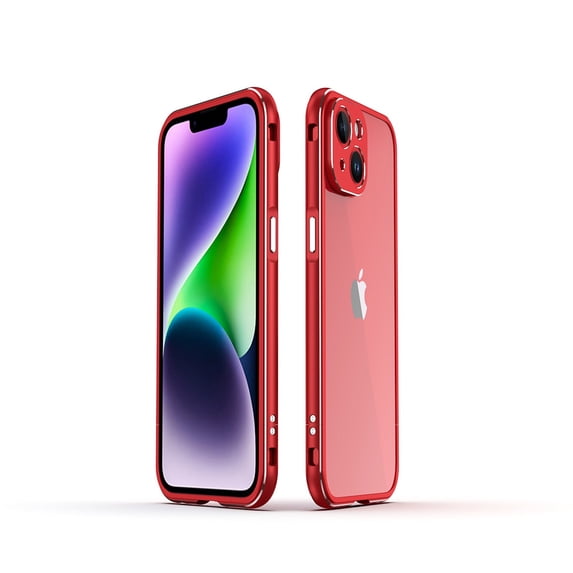 SaniMore for iPhone 14 Plus 6.7 "2022 Metal Bumper Frame + Lens Protector Case Heavy Duty Protective Anti-shock Drop Resistant Wear-resistant Ultra-thin Design for Women Men,
Red/Silver