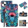 thumbnail image 1 of SaniMore for iPhone 14 Plus 6.7" 2022 Wallet Case, Color Painting Pattern with Kickstand Card Slots Detachable Wrist Strap Grils Women PU Leather Case Magnetic Clasp for iPhone 14 Plus, Mandala, 1 of 8