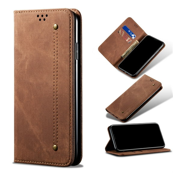 SaniMore iPhone 14 Plus (6.7" 2022) Wallet Case, Cowboy Skin [Wear-resistat Durable] Card Slots Cash Pocket Kickstand 360° All-around Protective Business Shell [Shoxkproof Anti-drop] - Brown
