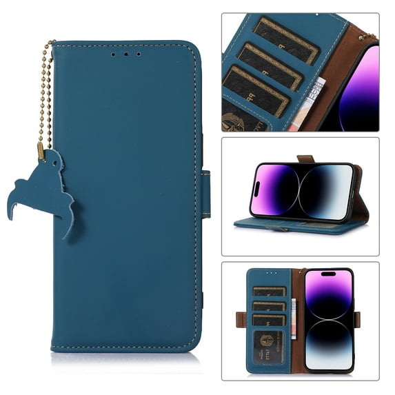 SaniMore for iPhone 14 Plus 6.7" Magnetic Flip Wallet Case, PU Leather Case with Card Slot & Multi-Angle Kickstand Shockproof Protective Case for iPhone 14 Plus Women Men, Blue
