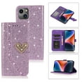 thumbnail image 1 of SaniMore for iPhone 14 Plus 6.7" Magnetic Glitter Love Flip Wallet Case with Card Slot & Kickstand, Premium PU Leather Case with Wrist Strap Shockproof Protective Case for Women Ladies Girlss, Purple, 1 of 7
