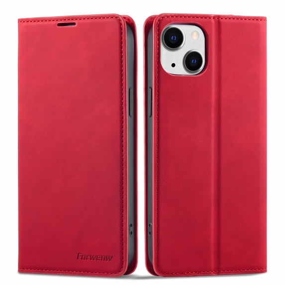SaniMore for iPhone 14 Plus 6.7" Magnetic Wallet Case, PU Leather Case with Card Slot & Adjustable Kickstand Shockproof Protective Case for iPhone 14 Plus Women Men, Red