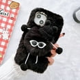 thumbnail image 1 of SaniMore for iPhone 14 Plus 6.7" Warm Cute Plush Briquette Case, Fluffy Furry Back Case for iPhone 14 Plus Full Body Protective Case Ladies Women Girls, Black, 1 of 7