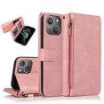 thumbnail image 1 of SaniMore iPhone 14 Plus Case (6.7" 2022) with Zipper Wallet & Wrist Strap & Magnetic Closure Card Slots Kickstand Shockproof Anti-drop Slim Full-around Protective Business Cover, Rosegold, 1 of 15