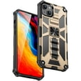 thumbnail image 1 of SaniMore for iPhone 14 Plus Case, Rugged PC CD Magnetic Cover Built-in Car Mount & Folding Kickstand Military Grade Shockproof Heavy Duty Protective Shell for iPhone 14 Plus Women Men, Gold, 1 of 7