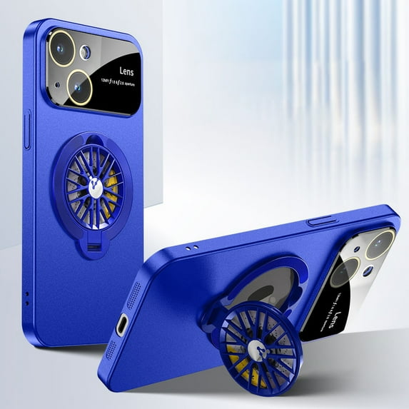 SaniMore for iPhone 14 Plus Case, Strong Magnetic 360° Rotating Bracket Gyroscope Wireless Charging Lens Protection Drop Resistant Anti-scratch Slim Fit 3 in 1 for iPhone 14 Plus Shell, Darkblue