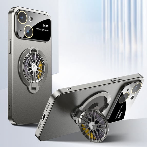 SaniMore for iPhone 14 Plus Case, Strong Magnetic 360° Rotating Bracket Gyroscope Wireless Charging Lens Protection Drop Resistant Anti-scratch Slim Fit 3 in 1 for iPhone 14 Plus Shell, Gray