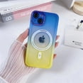 thumbnail image 1 of SaniMore for iPhone 14 Plus Magnetic Case Support Wireless Charging, Flexible TPU Transparent Gradient Cover with Tempered Glass Camera Lens Protector Shockproof Protective Shell, Blue+Yellow, 1 of 6
