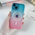 thumbnail image 1 of SaniMore for iPhone 14 Plus Magnetic Case Support Wireless Charging, Flexible TPU Transparent Gradient Cover with Tempered Glass Camera Lens Protector Shockproof Protective Shell, Blue+Pink, 1 of 6