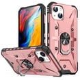 thumbnail image 1 of SaniMore for iPhone 14 Plus Multi-Functional Case, Rugged PC Magnetic Cover Built-in Car Mount & 360° Rotatable Metal Ring Kickstand Military Grade Shockproof Protective Shell, Rosegold, 1 of 8