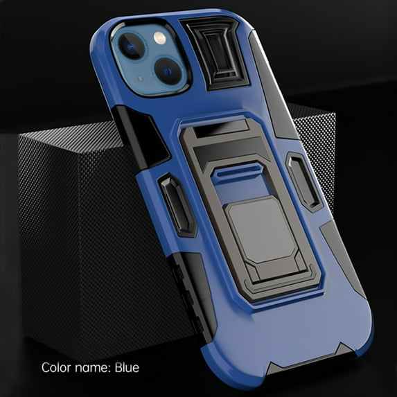 SaniMore for iPhone 14 Plus Multi-Functional Magnetic Case, Rugged PC Back with Car Mount & 360° Rotating Kickstand Military Grade Shockproof Protective Case for iPhone 14 Plus, Blue