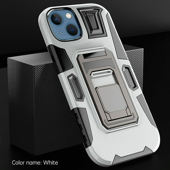SaniMore for iPhone 14 Plus Multi-Functional Magnetic Case, Rugged PC Back with Car Mount & 360° Rotating Kickstand Military Grade Shockproof Protective Case for iPhone 14 Plus, White