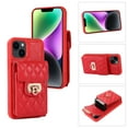 thumbnail image 1 of SaniMore for iPhone 14 Plus PU Leather Case, Multi-Functional Metal Snap Wallet Cover with Card Slot & Kickstand Shoulder Strap Full Body Protective Shell for iPhone 14 Plus, Red, 1 of 9