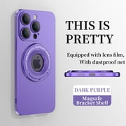 SaniMore for iPhone 14 Pro 2-in-1 Case with Invisible Kickstand, [Lens Film] with MagSafe Wireless Charging Dustproof Net Vehicle Magnetic Support Shockproof PC for iPhone 14 Pro, Darkpurple