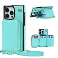 thumbnail image 1 of SaniMore for iPhone 14 Pro 6.1" 2022 Case with Back Zipper Wallet Flip Kicktsand Crossbody Shoulder Strap Retro PU Leather Wear-resistant Shockproof Anti-drop Cover for iPhone 14 Pro, Green, 1 of 10