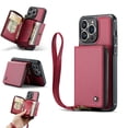 thumbnail image 1 of SaniMore for iPhone 14 Pro 6.1" 2022 Case, [Crossbody/Wrist Strap][Zipper Flip Wallet][Card Slots][Rifid Layer] PU Leather Retro 360° Protective Shockproof Cover for iPhone 14 Pro 6.1", Red, 1 of 9