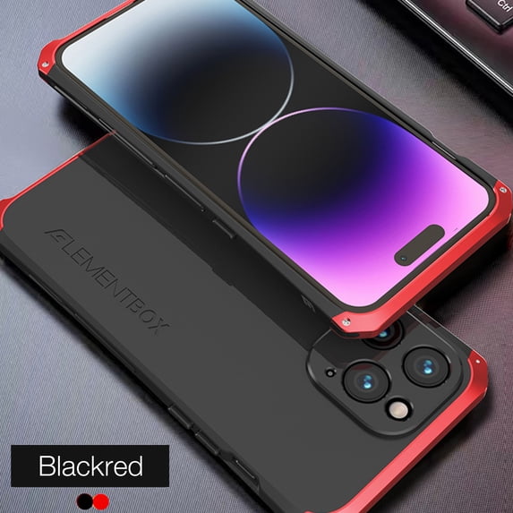 SaniMore for iPhone 14 Pro 6.1" 2022 Case, Heavy Duty Protective Alloy Frame Rugged Frosted PC Backplane Drop Resistant Shockproof Anti-scratch Slim Lightweight Hybird Case, Blackred