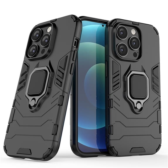 SaniMore for iPhone 14 Pro 6.1" 2022 Case, Heavy Duty Protective Shockproof TPU Bumper Rugged PC Backplane 360° Rotating Kickstand/Holder Thin Lightweight Magnetic Car Mount Anti-fall Case, Black