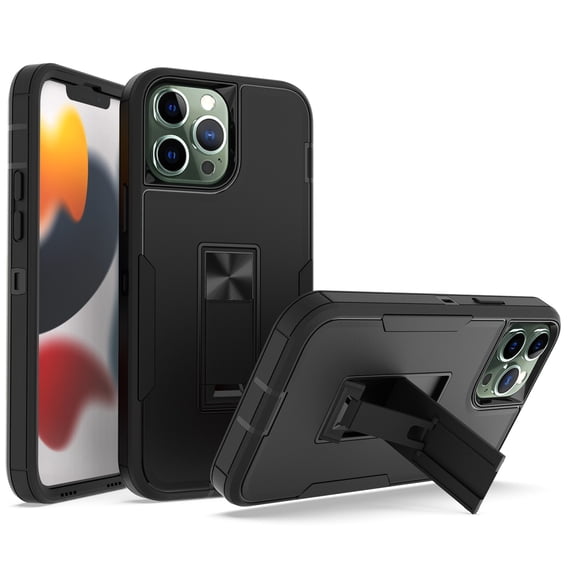 SaniMore for iPhone 14 Pro 6.1" 2022 Case, Hidden Bracket Magnetic Car Holder Dust Cover 3-layer Heavy Duty Protective Rugged Anti-fall Shock Absorption CoverFor iPhone 14 Pro, Black