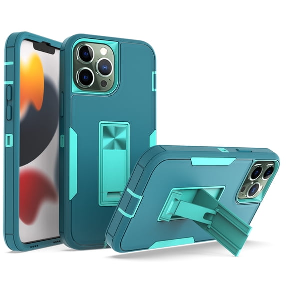 SaniMore for iPhone 14 Pro 6.1" 2022 Case, Hidden Bracket Magnetic Car Holder Dust Cover 3-layer Heavy Duty Protective Rugged Anti-fall Shock Absorption CoverFor iPhone 14 Pro, Blue