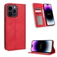 thumbnail image 1 of SaniMore iPhone 14 Pro 6.1" 2022 Case, Magnetic Folio PU Leather Cover with Card Slots Cash Pocket Stand Feature Full-body Protctive Shockproof Anti-fall Business Wallet Retro Shell, Red, 1 of 5