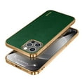 thumbnail image 1 of SaniMore for iPhone 14 Pro (6.1" 2022) Case, PU Leather Skin & Metal Bumper Shockproof PC Backplane, Wireless Charging Slim Magnetic Vintage Shell, Anti-drop Anti-scratch Cover, Green, 1 of 11