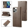 thumbnail image 1 of SaniMore for iPhone 14 Pro 6.1" 2022 Case, PU Leather Skin & Soft TPU Inner Shell [Card Holder + Cash Pocket + Flip Kickstand] Magnetic Closure Protective Case for iPhone 14 Pro 6.1",  Brown, 1 of 8
