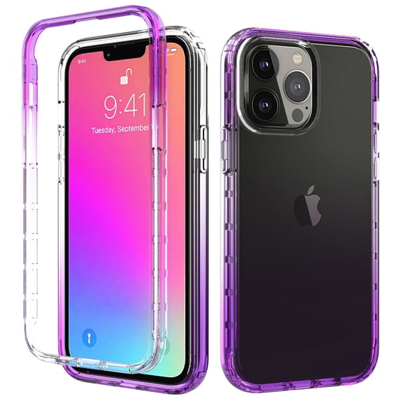 SaniMore for iPhone 14 Pro 6.1" 2022 Case, Ultra-clear Rugged Anti-yellow PC Backplane Gradient TPU Bumper Wireless Charging Shockproof 2-layer Lightweiht Slim Case For iPhone 14 Pro 6.1" 2022, Purple