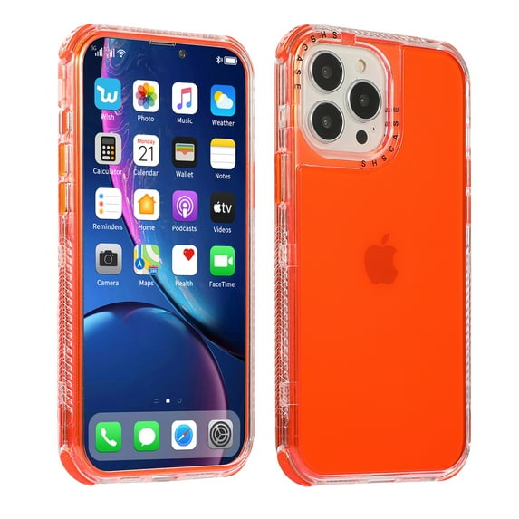 SaniMore for iPhone 14 Pro 6.1" 2022 Csae, Crystal Solid Color Rugged Backplane for Women Girls Shockproof TPU Bumper Drop-proof Slim Lightweight Case for iPhone 14 Pro 6.1 inch 2022, Orange