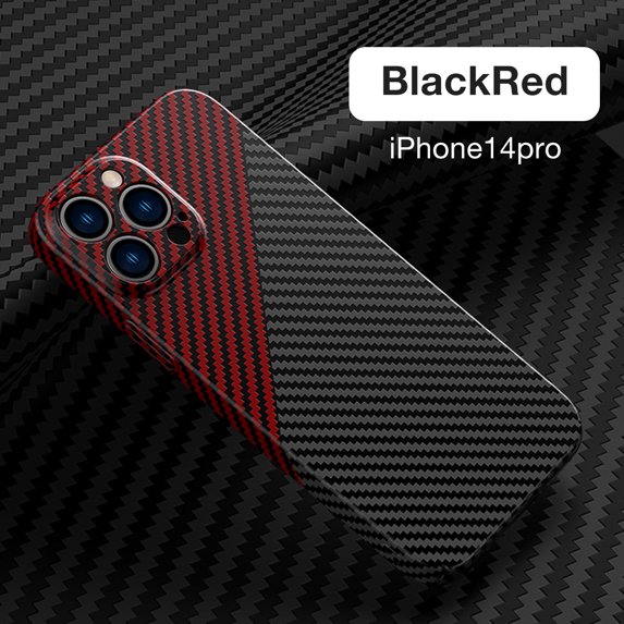 SaniMore for iPhone 14 Pro 6.1" 2022 Slim Case, Carbon Fiber Support Wireless Charging Shockproof Anti-drop Lens All-inclusive Heavy Duty Protective Anti-fingerprint Magnetic Case, Blackred