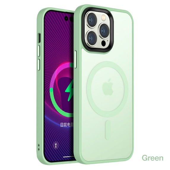 SaniMore for iPhone 14 Pro 6.1" Magnetic Case, Rugged PC Translucent Back Case with Wireless Charging Heavy Duty Full Body Protective Case for iPhone 14 Pro Women Men, Matchagreen