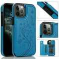 thumbnail image 1 of SaniMore for iPhone 14 Pro 6.1" Magnetic Wallet Case, PU Leather Case with Card Slot & Multi-Angle Kickstand Shockproof Protective Case for iPhone 14 Pro Women Ladies, Blue, 1 of 10