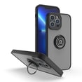 thumbnail image 1 of SaniMore for iPhone 14 Pro 6.1" Multi-Functional Magnetic Case, Translucent Matte Back Case with Car Mount & 360° Rotatable Ring Kickstand Shockproof Protective Cover, Black, 1 of 7