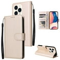 thumbnail image 1 of SaniMore for iPhone 14 Pro 6.1" PU Leather Case, Magnetic Closure Flip Wallet Cover with Wrist Strap Card Slot & Multi-Angle Kickstand All-Inclusive Protective Shell, Gold, 1 of 9