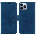 thumbnail image 1 of SaniMore for iPhone 14 Pro 6.1" PU Leather Case, Magnetic Closure Flip Wallet Embossed Cover with Wrist Strap Card Slot & Multi-Angle Kickstand Shockproof Protective Shell, Blue, 1 of 7