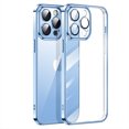thumbnail image 1 of SaniMore for iPhone 14 Pro 6.1" Sound Hole Position Conversion Case, Electroplated Glass Case with Tempered Glass Camera Lens Protector for iPhone 14 Pro Shockproof Protective Case, Blue, 1 of 10