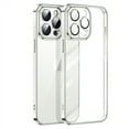 thumbnail image 1 of SaniMore for iPhone 14 Pro 6.1" Sound Hole Position Conversion Case, Electroplated Glass Case with Tempered Glass Camera Lens Protector for iPhone 14 Pro Shockproof Protective Case, Silver, 1 of 10