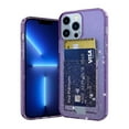 thumbnail image 1 of SaniMore for iPhone 14 Pro 6.1" Translucent Glitter Case, Rugged PC Back & Soft TPU Bumpers Case with Card Slot Shockproof Protective Case for iPhone 14 Pro Women Ladies Girls, Purple, 1 of 8