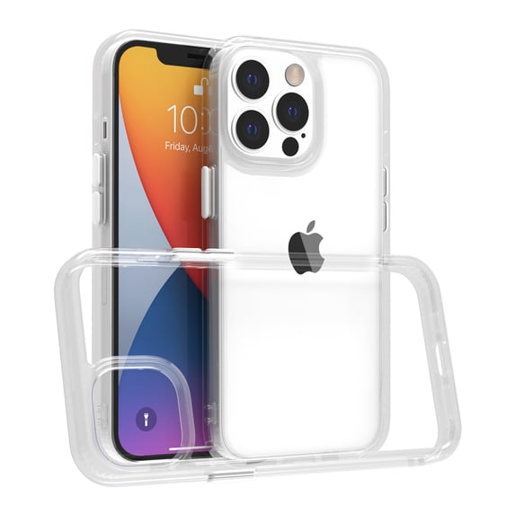 SaniMore for iPhone 14 Pro 6.1" Ultra-Thin Case, High Quality Transparent Tempered Glass Back Anti-Scratch Heavy Duty Full Body Protective Case for iPhone 14 Pro Women Men, Clear