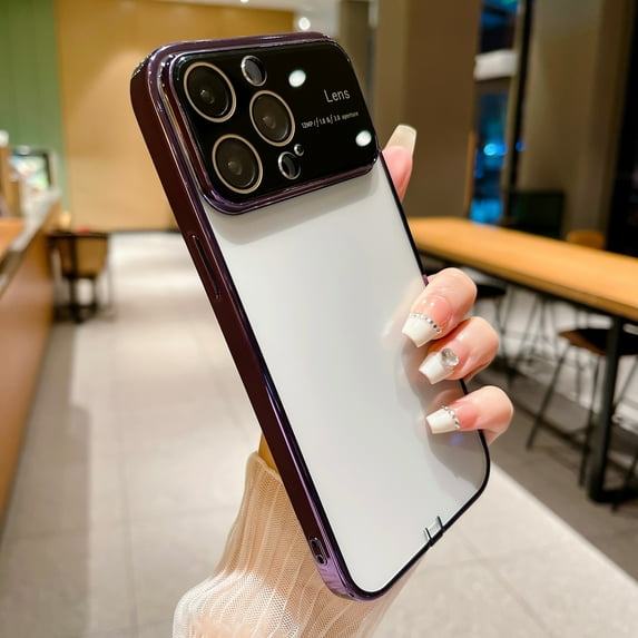 SaniMore for iPhone 14 Pro (6.1 inch 2022) Case,Dust Plug + Tempered Glass Lesns Cover Shockproof Soft Bumper Crytal-clear No-yellowing Slim Lightweight Anti-fingerprint Shell, Darkpurple