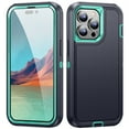 thumbnail image 1 of SaniMore for iPhone 14 Pro Case, 3-Layer Shock Absorbing Non-Slip Stripes [Soft Silicone Rubber] [Hard PC Bumper] Military Grade Shockproof Protective Cover for iPhone 14 Pro, Black+Green, 1 of 8
