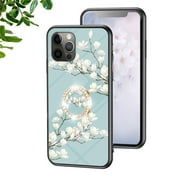 SaniMore for iPhone 14 Pro Case, 31 Diamonds Glass Vehicle Magnetic Support Flexible TPU Flower Pattern Cover with 360° Rotatable Ring Kickstand Shockproof Protective Shell, Green Flower