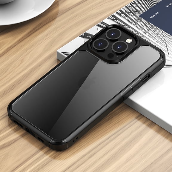 SaniMore for iPhone 14 Pro Case, Anti-slip Design Wireless Charging Heavy Duty Protective Drop Resistant Slim Fit Lightweight Transparent No-yellow Shell iPhone 14 Pro(6.1" 2022), Black